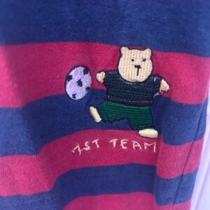 Vintage carters baby classic blue and red stripe long sleeve snap jumper